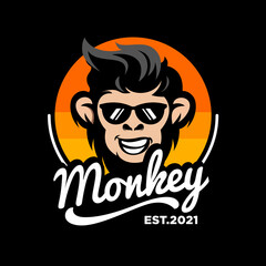 Monkey mascot logo design template