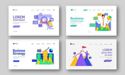 Obraz na płótnie Canvas Business Landing Page Or Web Template Design In Four Options.