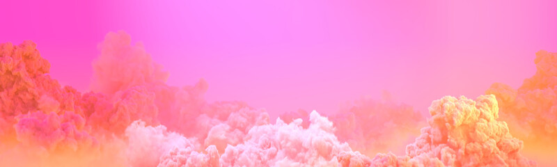 orange panorama of cumulus sundown backdrop , creative nature 3D illustration