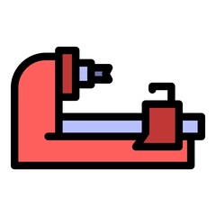 Computer milling machine icon. Outline computer milling machine vector icon color flat isolated