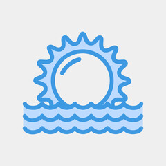Sunset icon vector illustration in blue style about summer, use for website mobile app presentation