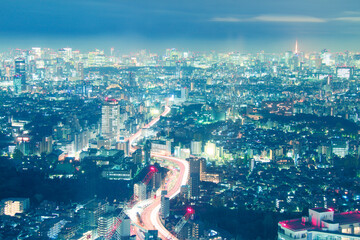 首都高速5号とビルと東京タワー, 豊島区,東京都
