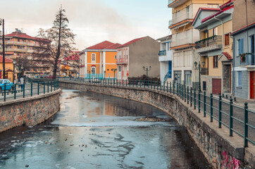 Florina Greece, Florina city and Sakouleva river, the beautiful city with neoclassical buildings of...