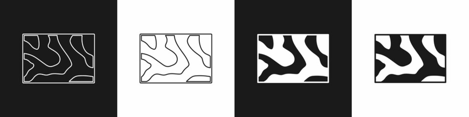 Set Wooden beam icon isolated on black and white background. Lumber beam plank. Vector