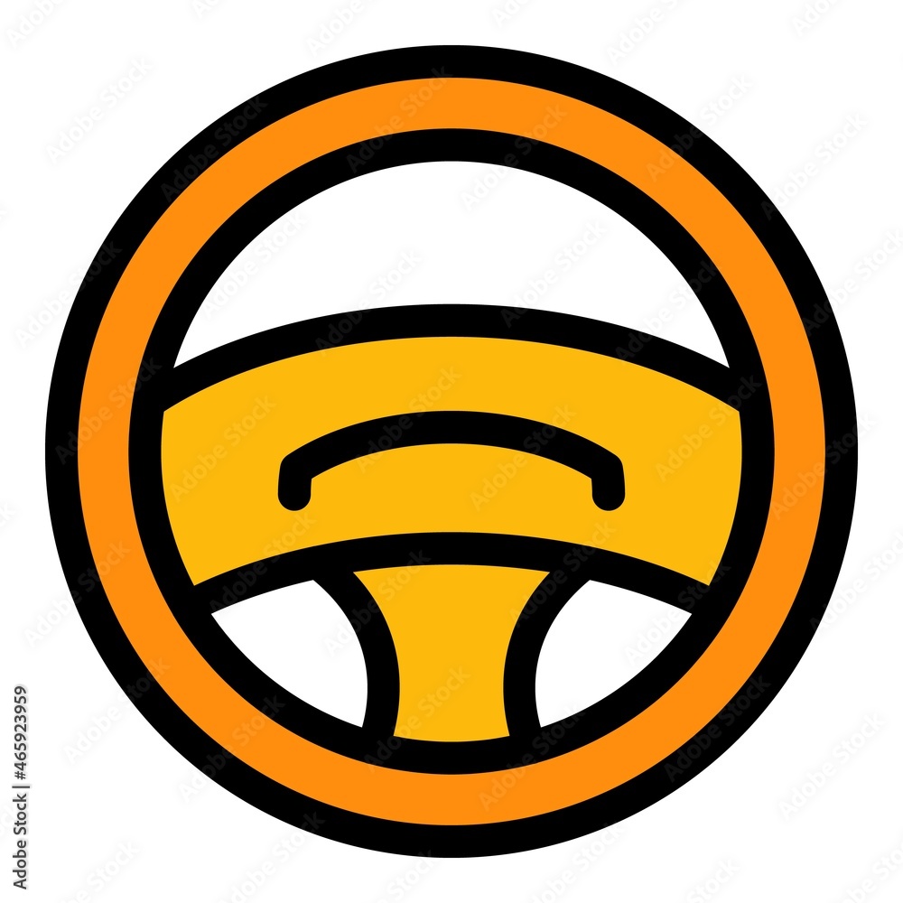 Wall mural Hand steering wheel icon. Outline hand steering wheel vector icon color flat isolated - Wall murals
