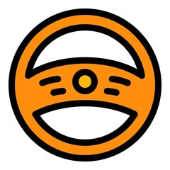 Auto steering wheel icon. Outline auto steering wheel vector icon color flat isolated