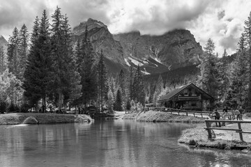 Summer mountain landscapes. Glimpses of poetry. Black and white.