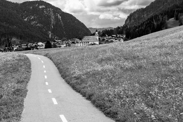 Summer mountain landscapes. Glimpses of poetry. Black and white.