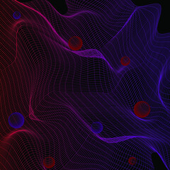 Red violet gradient abstract wave technology background with black background digital effect corporate concept