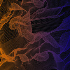 Red violet gradient abstract wave technology background with black background digital effect corporate concept