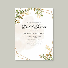 Bridal shower invitation with watercolor foliage