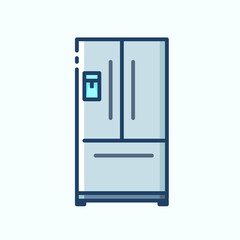 Modern french door fridge colored icon. Household and kitchen electronic appliances icons. Vector stylish outline illustrations on light background.