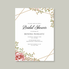 Bridal shower invitations with floral watercolor