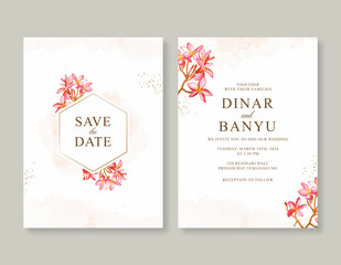 Elegant wedding invitation with flower watercolor