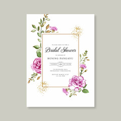 floral watercolor painting for bridal shower invitation template