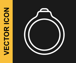 White line Diamond engagement ring icon isolated on black background. Vector