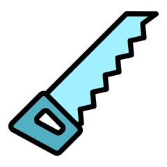 Hand saw icon. Outline hand saw vector icon color flat isolated