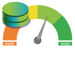 Database Performance, technology, performance meter, concept, speed of data access, Database medium high performance, meter