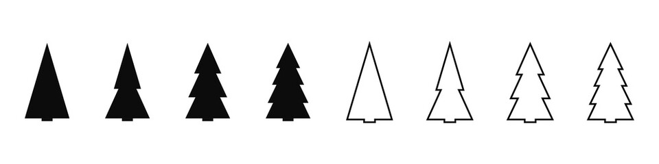 Obraz premium Christmas trees icons set. Silhouette of Christmas trees. Vector illustration