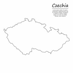 Simple outline map of Czechia, in sketch line style