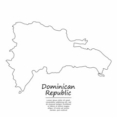 Simple outline map of Dominican Republic, silhouette in sketch line style