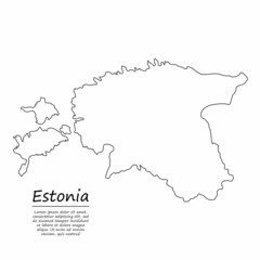 Simple outline map of Estonia, silhouette in sketch line style