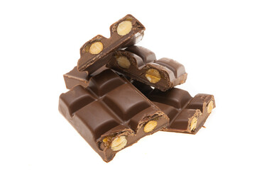 chocolate with nuts isolated