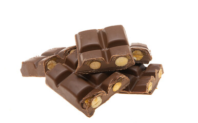 chocolate with nuts isolated