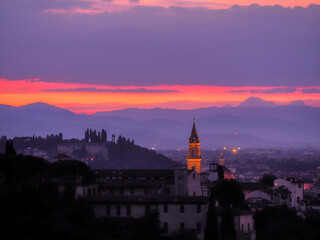 Florence at sunset, nature view