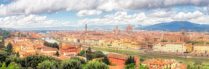 Obraz premium Aerial view of Florence, day, Arno river, Santa Maria del Fiore