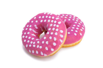 donuts in pink glaze isolated