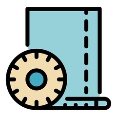 Textile measurement icon. Outline textile measurement vector icon color flat isolated