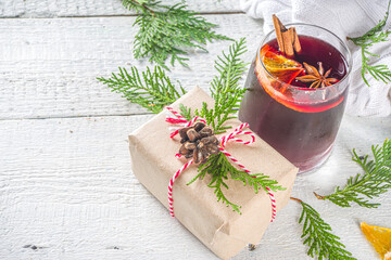 Christmas Gift Box and Mulled Wine Glass