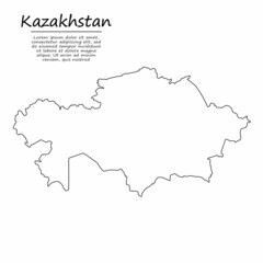 Simple outline map of Kazakhstan, in sketch line style
