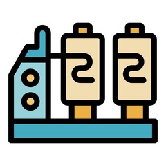 Textile production equipment icon. Outline textile production equipment vector icon color flat isolated