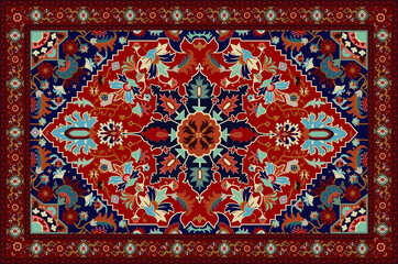 Persian carpet original design, tribal vector texture. Easy to edit and change a few global colors by swatch window. 