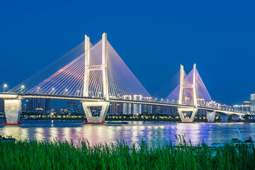 Fototapeta premium The bridges in Wuhan China with beautiful view at night