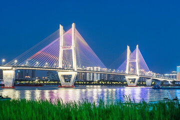 The bridges in Wuhan China with beautiful view at night