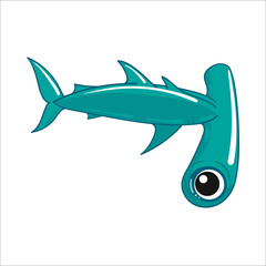  hammer fish. Cute drawn vector isolated illustration in children's cartoon style. - 465929592
