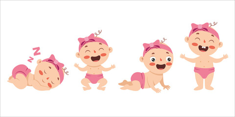 Cartoon Drawing Of A  Newborn Baby Character