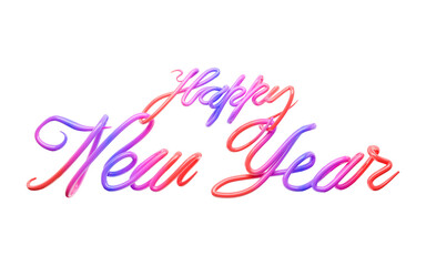 3D rendering colorful happy new year lettering