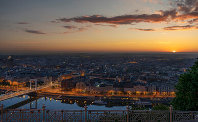 sunset over the city budapest