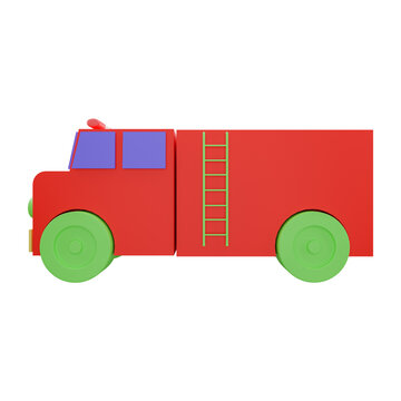 3d rendering fire truck icon