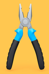 Yellow hand tool pliers for repair and installation on yellow background