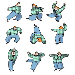 set of illustration of dancing man color