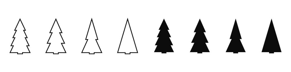 Fototapeta premium Christmas trees icons set. Silhouette of Christmas trees. Illustration.