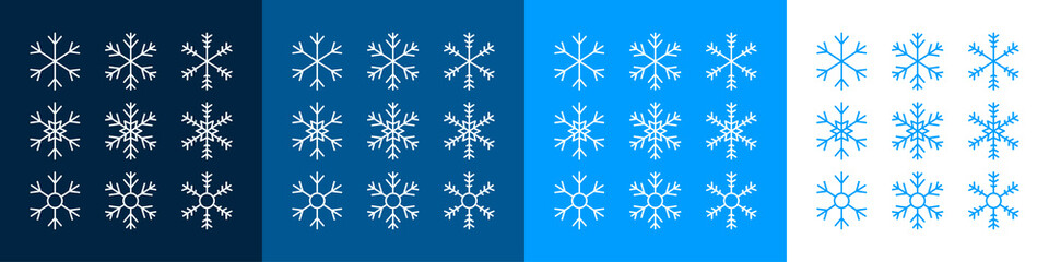 Naklejka na ściany i meble Snowflakes icons set. Winter or Christmas decoration elements. Illustration