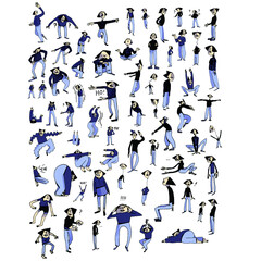 set of illustration of girl crazy positions