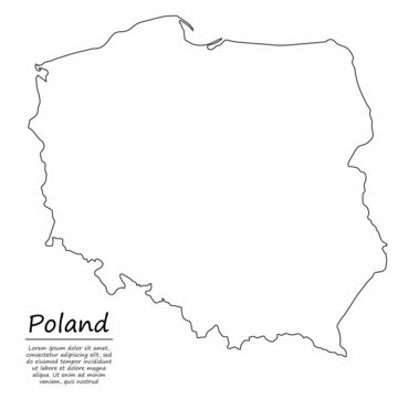 Fototapeta Simple outline map of Poland, in sketch line style