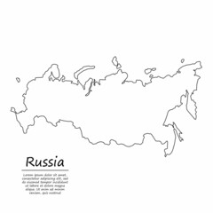 Simple outline map of Russia, in sketch line style